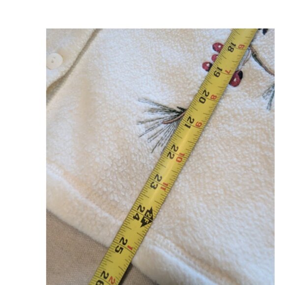 Vintage Cottagecore Blair Embroidered Bird Fleece Cardigan Woodland Fairy Cozy L - Picture 12 of 14